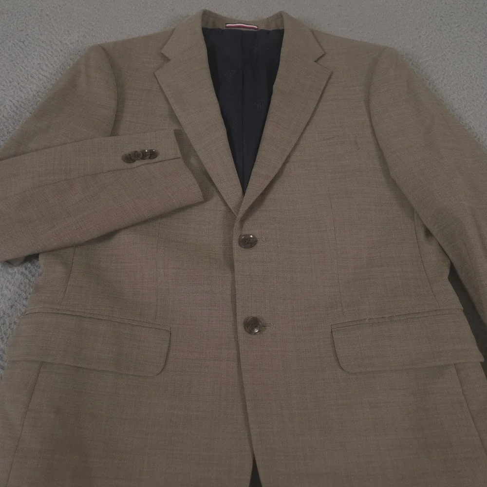 Tommy Hilfiger Blazer Mens 40 Short Wool Blend Stretch Two Button Sport Coat
